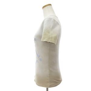 PRADA Tシャツ カットソー 半袖 クルーネック ワッペン ベージュ S GY14 AA