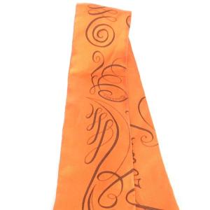 HERMES Exercice pour foumer la main ツイリー ストール シルク 総柄 オレンジ