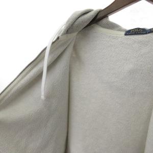 POLO RALPH LAUREN ジップアップパーカー 長袖 裏起毛 リブ 刺繍 ロゴ ワンポイント グレー 灰色 L GY14