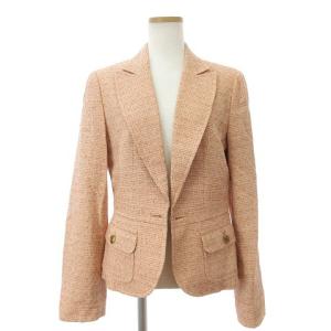 テーラードジャケット ブレザー ツイード 総裏 1B シルク混 ピンク 42 M位 GY14