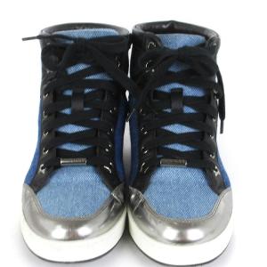 JIMMY CHOO スニーカー デニム メタリック ハイカット 星 スター 青 ブルー 36 23cm相当 靴 GY14