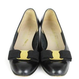 Salvatore Ferragamo ヴァラリボン パンプス ローヒール レザー 黒 ブラック 5 22cm相当 靴 GY14