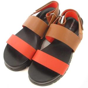 ゼログランド サンダル 靴 シューズ ストラップ レザー 茶 ブラウン オレンジ 黒 ブラック 7.5 24.5cm位 GY14