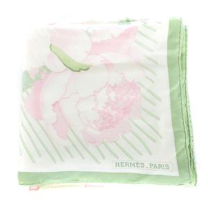 HERMES カレ90 Les pivoines 芍薬 スカーフ バンダナ 大判 シルク 花柄 マルチカラー SM1 AA