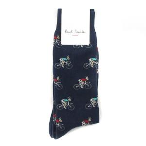 靴下 ソックス 総柄 自転車柄 うさぎ 290-619 コットン 紺 ネイビー 25?27cm SM1