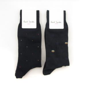 タグ付き 2足セット 靴下 ソックス ドット コットン 紺 ネイビー 25?27cm SM1