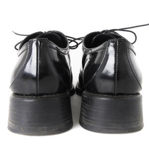 PRADA レザーシューズ ローカット ストレートチップ ヒール 光沢 黒 ブラック 36.5 23.5cm相当 靴 AA