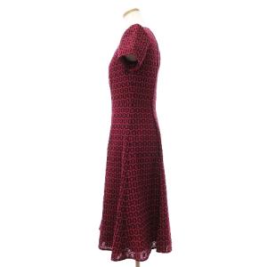 ANAYI 美品 ワンピース フレンチスリーブ ロング丈 刺繍 パイピング 総柄 ピンク 38 M位 SM1