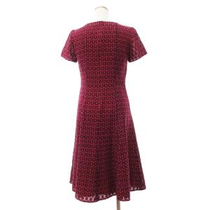 ANAYI 美品 ワンピース フレンチスリーブ ロング丈 刺繍 パイピング 総柄 ピンク 38 M位 SM1