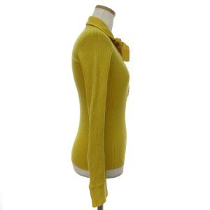 BURBERRY BLUE LABEL ニットカットソー 長袖 ワンポイント 襟付き ウール FBF54-512-80 黄 イエロー 38 M位 GY14