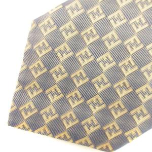 FENDI 美品 ネクタイ レギュラータイ ズッカ柄 シルク グレー GY14
