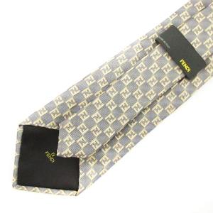 FENDI 美品 ネクタイ レギュラータイ ズッカ柄 シルク グレー GY14