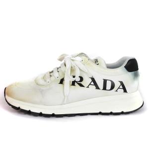 PRADA スニーカー ローカット ロゴ プリント 2EG363 白 ホワイト 8.5 27.5cm相当 靴