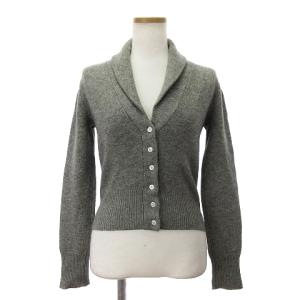 カーディガン 長袖 ショールカラー ウール カシミヤ 無地 フロントボタン グレー M SM1