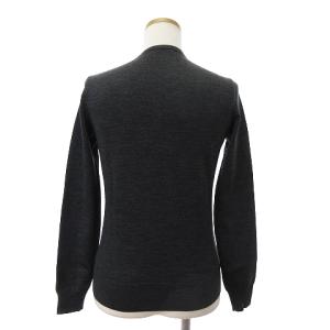 RALPH LAUREN 美品 ニットカーディガン 長袖 薄手 クルーネック ウール ポニー ロゴ刺繍 SS-RL-KA-2066 ダークグレー M
