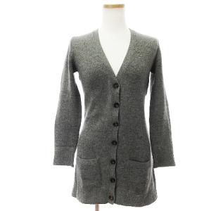 カーディガン ミドル丈 Vネック カシミヤ グレー M