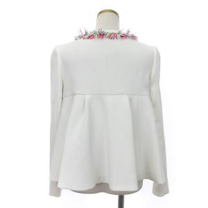 Chesty ツイードフレアジャケット ノーカラー 比翼 ジップアップ 8S400-05 白 ホワイト 1 SM1