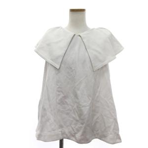 22SS ビックカラーポンチ カットソー ノースリーブ フリル 無地 バックジップ CWCO222031 白 ホワイト 38