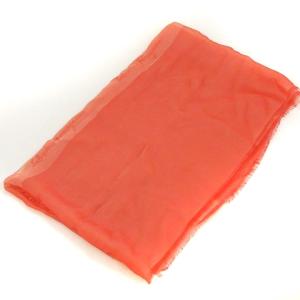 ストール スカーフ フリンジ シルク ロゴ オレンジ系 GY14