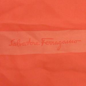 Salvatore Ferragamo ストール スカーフ フリンジ シルク ロゴ オレンジ系 GY14