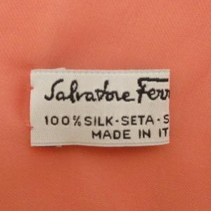 Salvatore Ferragamo ストール スカーフ フリンジ シルク ロゴ オレンジ系 GY14