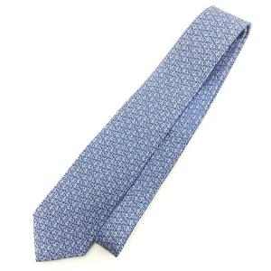 Salvatore Ferragamo 美品 ネクタイ レギュラータイ 自転車 シルク100％ 青 ブルー系 GY14