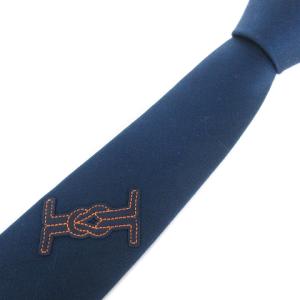 ネクタイ レギュラータイ シルク H刺繍 ワッペン ストライプ 紺 ネイビー 小物 AA