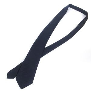 HERMES ネクタイ レギュラータイ シルク H柄 刺繍 総柄 紺 ネイビー 小物 AA