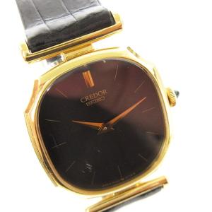 SEIKO クレドール 腕時計 アナログ クオーツ ベゼル 14K 1400-7460 文字盤 ブラック