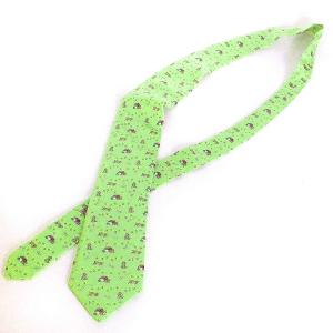 HERMES 美品 ネクタイ レギュラータイ シルク 総柄 犬柄 ドッグ 5084PA 緑 グリーン 小物 GY14