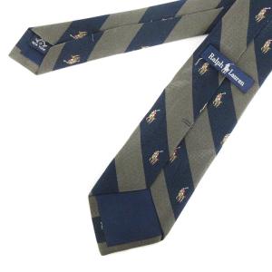 RALPH LAUREN ネクタイ レギュラータイ レジメンタルストライプ ポニーロゴ 総柄 シルク 紺 ネイビー 小物 GY14