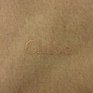 Chloe マフラー ストール フリンジ ロゴ 刺繍 ベージュ系 GY14 AA
