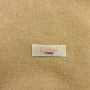 Chloe マフラー ストール フリンジ ロゴ 刺繍 ベージュ系 GY14 AA