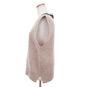 MHL. タグ付き TOUGH WOOL RIB ニットベスト Vネック ミドルゲージ ウール ライン 595-3261503 ベージュ