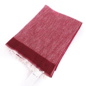 タグ付き マフラー フリンジ ウール 総柄 赤 レッド 小物