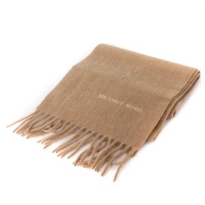 タグ付き マフラー ストール ロゴ刺繍 フリンジ カシミヤ ベージュ GY14