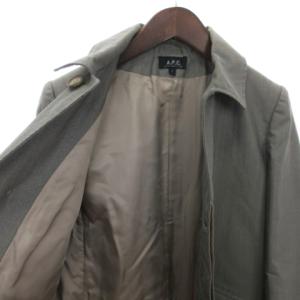 A.P.C. ヴィンテージ 90年 ステンカラーコート ロング丈 総裏 ラメ フランス製 グレー 灰色 S