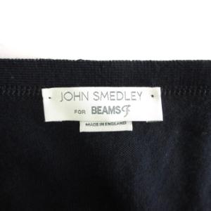 JOHN SMEDLEY BEAMS F 別注 ニットカーディガン 長袖 無地 ウール 紺 ネイビー L SM1