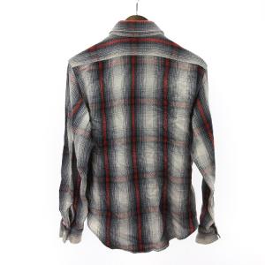 SUGAR CANE ネルシャツ 長袖 ワーク コットン チェック フロントボタン グレー L