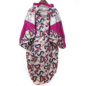 DESCENTE ジャケット コート ロング プルオーバー パーカー 長袖 総柄 ナイロン マルチカラー 白 ホワイト 紫系 S SM1