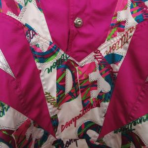 DESCENTE ジャケット コート ロング プルオーバー パーカー 長袖 総柄 ナイロン マルチカラー 白 ホワイト 紫系 S SM1