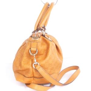 GUCCI 247902 スーキー シマ ショルダーバッグ 2WAY GG柄 レザー イエローブラウン