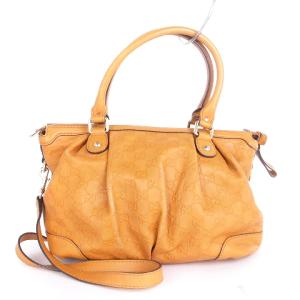 GUCCI 247902 スーキー シマ ショルダーバッグ 2WAY GG柄 レザー イエローブラウン