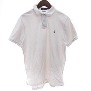 ポロシャツ 半袖 鹿の子 ポニー ワンポイント コットン 白 ホワイト L GY14