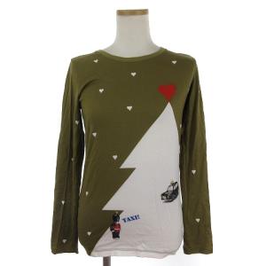 PAUL SMITH Ｔシャツ カットソー 長袖 2枚セット クリスマスイメージ プリント 白 カーキ M GY14