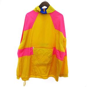 NIKE ナイロンジャケット ブルゾン ハーフジップ ロゴ 刺しゅう XL イエロー ピンク