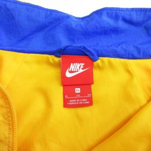 NIKE ナイロンジャケット ブルゾン ハーフジップ ロゴ 刺しゅう XL イエロー ピンク