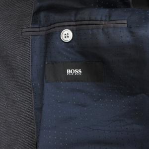 HUGO BOSS テーラードジャケット 長袖 ウール 2B 裏地 グレー 紺 ネイビー 46 M位 SM1
