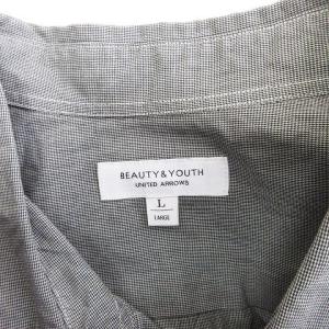 BEAUTY&YOUTH UNITED ARROWS 美品 シャツ 長袖 グレンチェック コットン 1211-218-0360 グレー 灰色 L SM