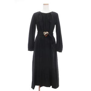 タグ付き ハートバックルドレス ワンピース ロング ギャザー ベルト 28435211 黒 ブラック 36 S位
